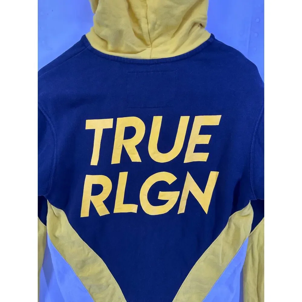True Religion Black and Yellow Zip Up Hoodie Size Small
